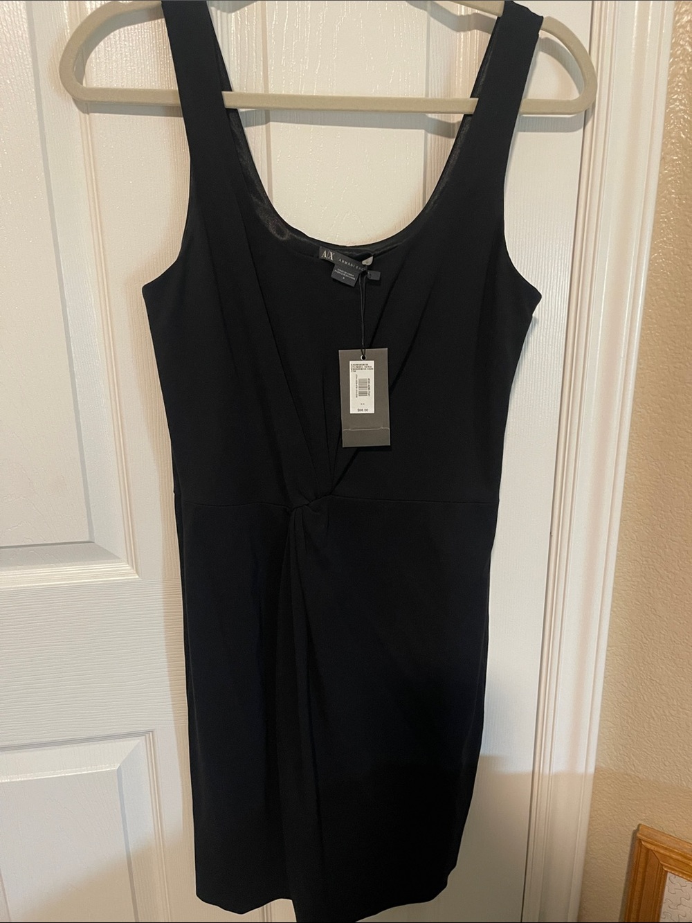 Armani Exchange Black Sleeveless Twist-Detail Midi Dress